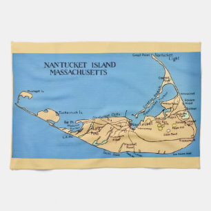Nantucket Island Map  Tea Towel