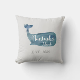 Nantucket Island Mass Whale Throw Pillow