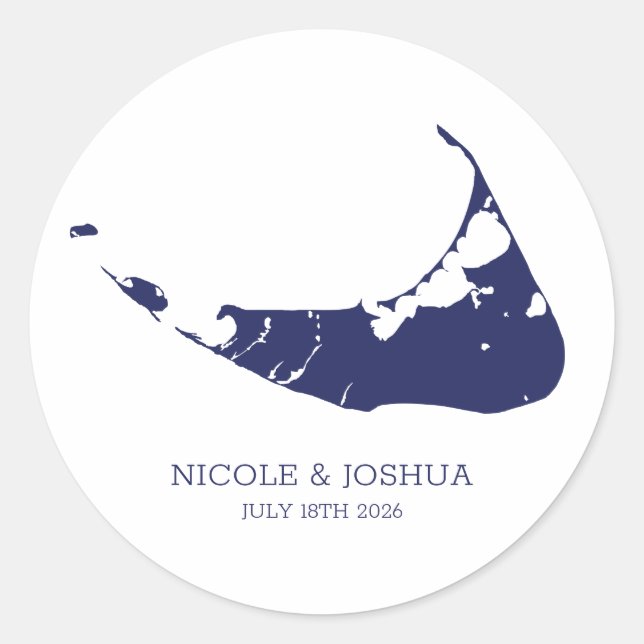 Nantucket Island Wedding Nantucket Navy Classic Round Sticker (Front)