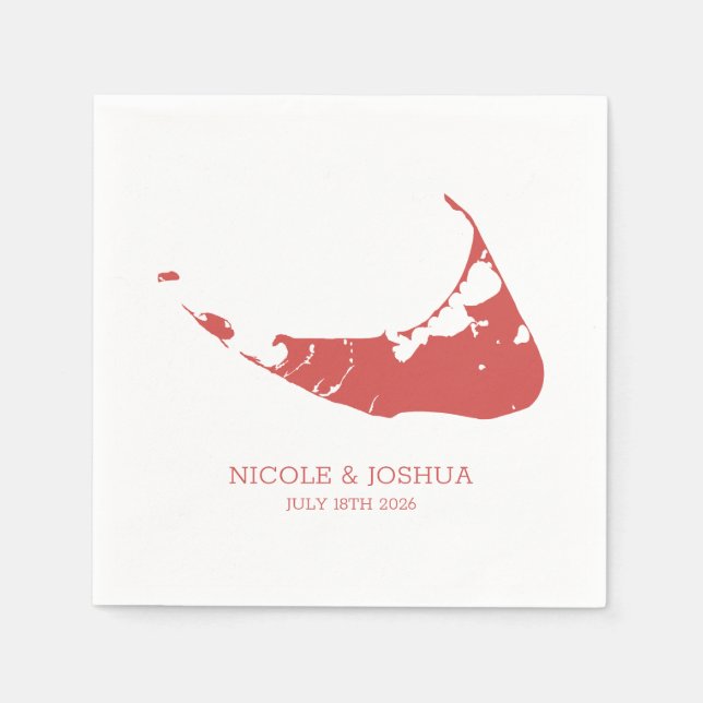 Nantucket Island Wedding Nantucket Red Napkin (Front)