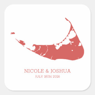 Nantucket Island Wedding Nantucket Red Square Sticker
