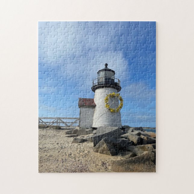 Nantucket Lighthouse with Spring Wreath Jigsaw Puzzle (Vertical)