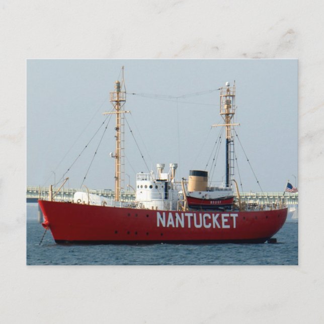 Nantucket MA Cape Cod Boat in Harbour Post Card (Front)