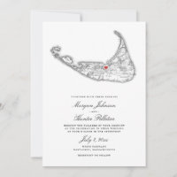 Nantucket MA Map Elegant Black and White Wedding