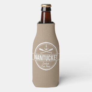 Nantucket, MA personalised name, nautical anchor Bottle Cooler