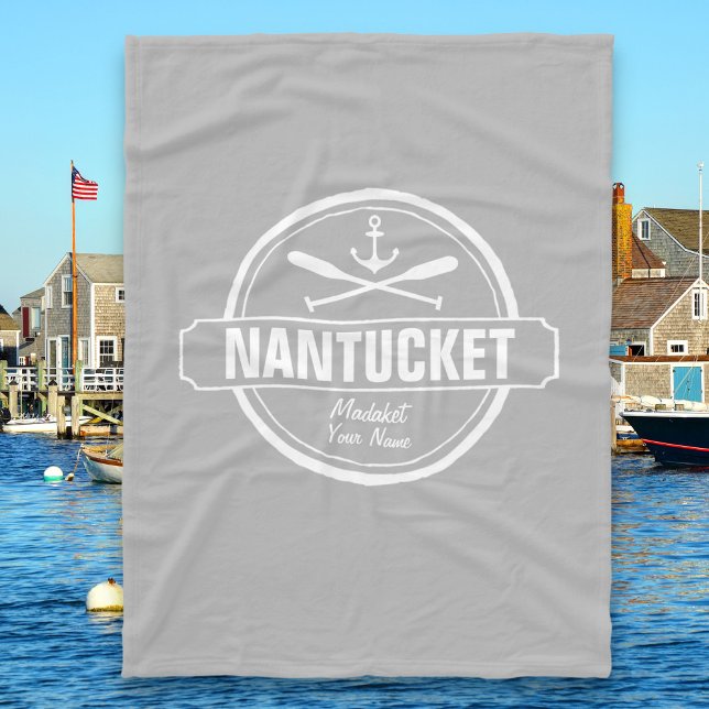 Nantucket, MA personalised name, nautical anchor Fleece Blanket (Creator Uploaded)