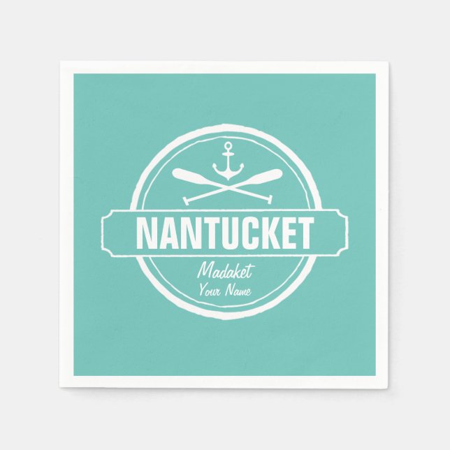 Nantucket, MA personalised name, nautical anchor Napkin (Front)