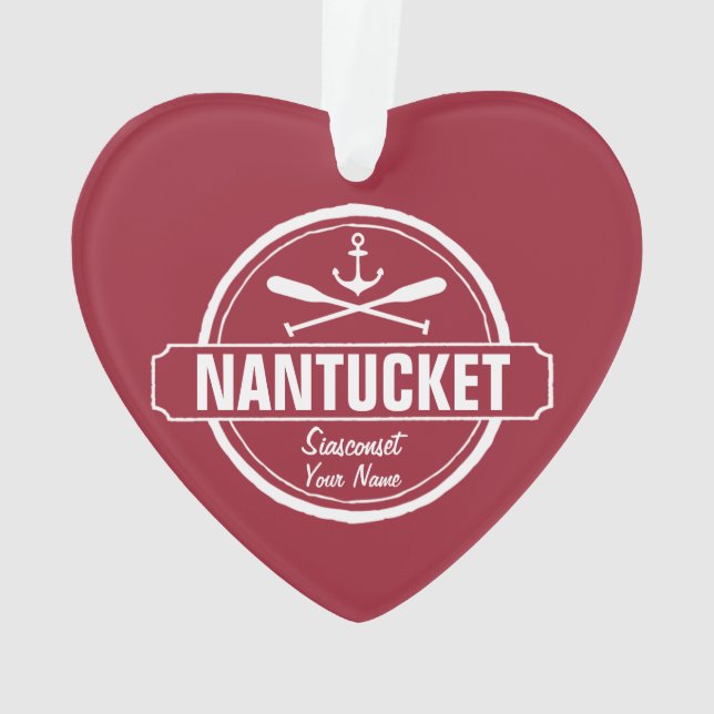 Nantucket, MA personalised name, nautical anchor Ornament (Back)