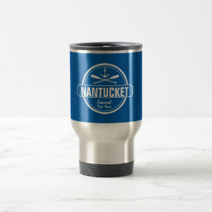 Nantucket, MA personalised name, nautical anchor Travel Mug