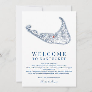 Nantucket MA Wedding Welcome Itinerary Navy Blue Thank You Card