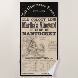 Nantucket Martha’s Vineyard 1893 Old Colony RR Beach Towel