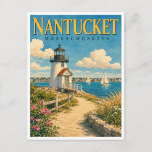 Nantucket Massachusetts Brant Point GeoSaga Postcard