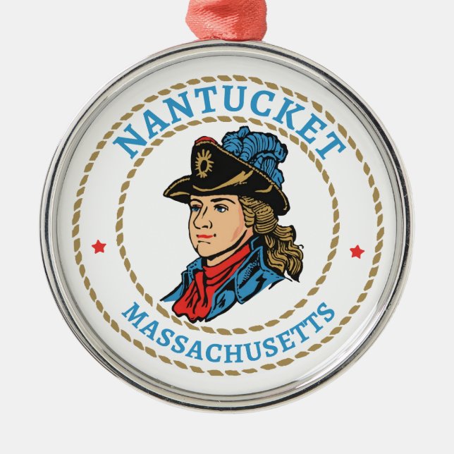 Nantucket Massachusetts Colonial Metal Tree Decoration (Front)