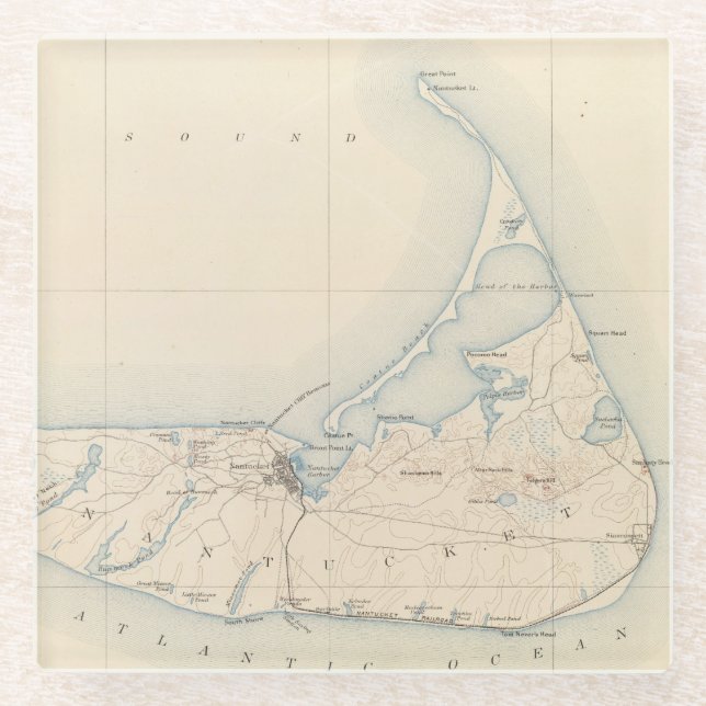 Nantucket, Massachusetts Glass Coaster (Front)