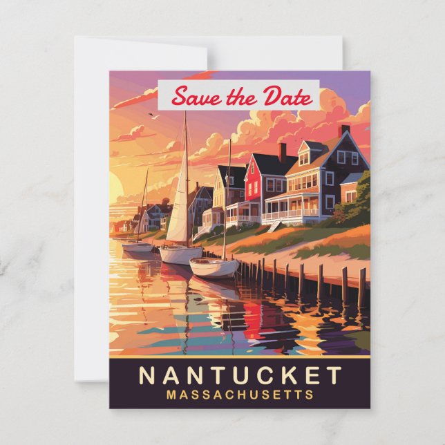 Nantucket Massachusetts Harbour Wedding Invitation (Front)
