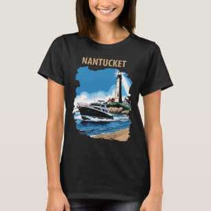 Nantucket Massachusetts Light Retro Travel T-Shirt