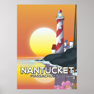 Nantucket Massachusetts lighthouse travel poster