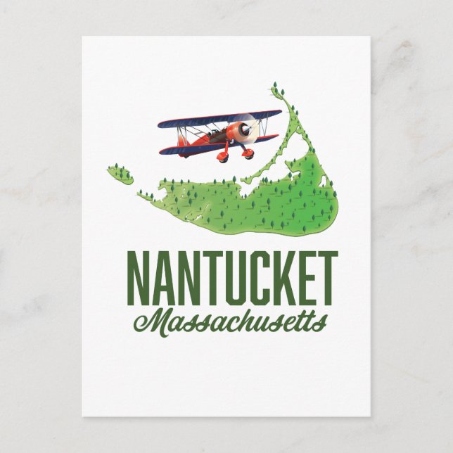 Nantucket Massachusetts Map Postcard (Front)