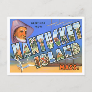 Nantucket, Massachusetts Vintage Big Letters Postcard
