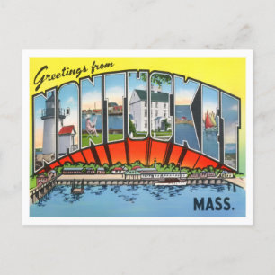Nantucket, Massachusetts Vintage Big Letters Postcard