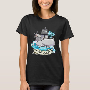 Nantucket Massachusetts Whale With Lighthouse And T-Shirt