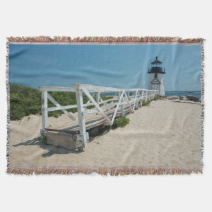 Nantucket. Old Wooden Lighthouse Throw Blanket