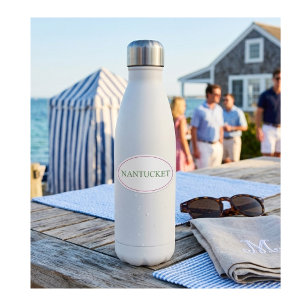 Nantucket Oval Pink & Green   Preppy Coastal Style