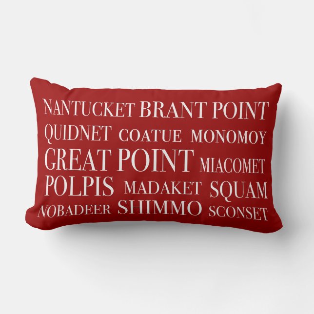 Nantucket Places Nautical Red & White Lumbar Cushion (Front)