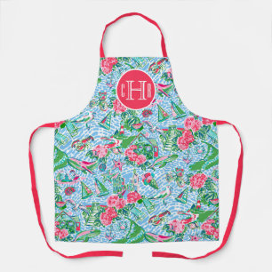 Nantucket Preppy Palm Beach Print Monogrammed Apron