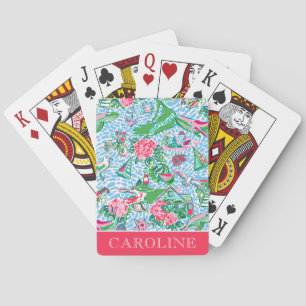 Nantucket Preppy Palm Beach Print Personalised Playing Cards