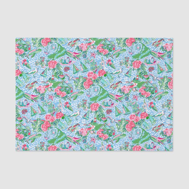 Nantucket Preppy Palm Beach Print Tissue Paper (Front)