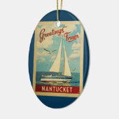 Nantucket Sailboat Vintage Travel Massachusetts Ceramic Tree Decoration (Left)