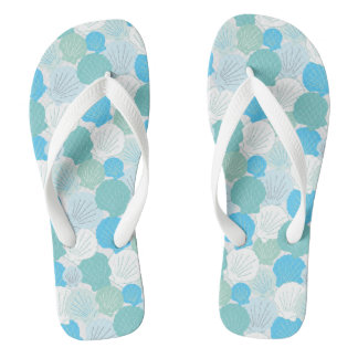 Nantucket Scallop flip flops in beach glass colour