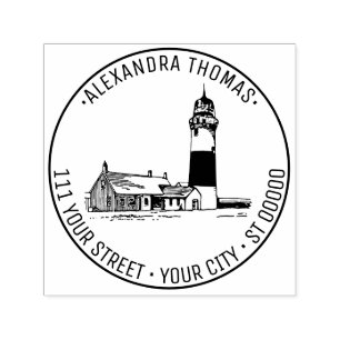 Nantucket Stylised Sankaty Head Lighthouse Address Self-inking Stamp