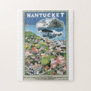 Nantucket Vintage Travel Poster Artwork Jigsaw Puzzle