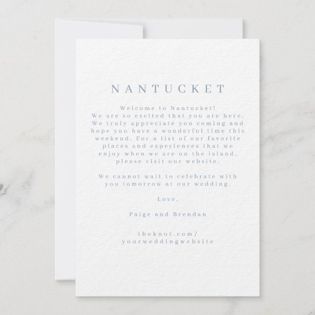 Nantucket Wedding Welcome Card (Front)