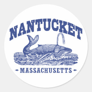Nantucket Whale Classic Round Sticker