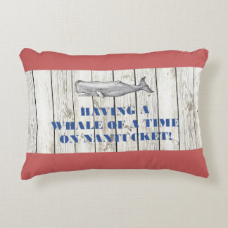 Nantucket Whale of a Time on Red Pillow