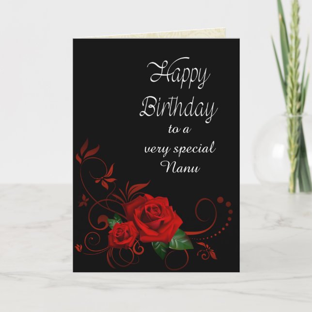 Nanu Birthday w/ red roses Card (Front)