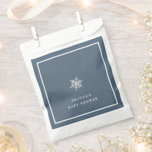 Nany Blue Modern Snowflake Baby Shower Favour Bags