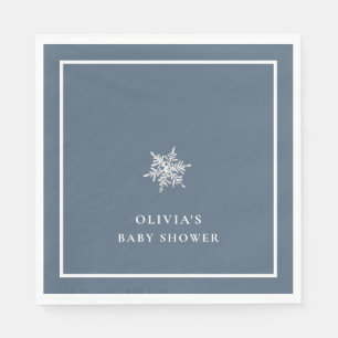Nany Blue Modern Snowflake Baby Shower Napkin