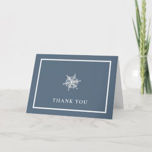 Nany Blue Modern Snowflake Frame Baby Shower  Thank You Card