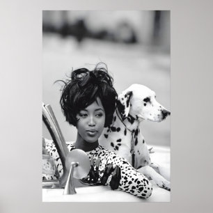 Naomi Campbell Black and White Fashion Print