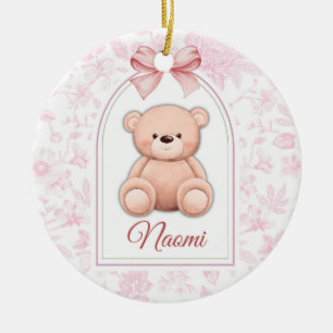 Naomi   Custom Pink Teddy Bear Nursery Design  Ceramic Tree Decoration