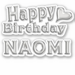 Naomi Happy Birthday silver sticker