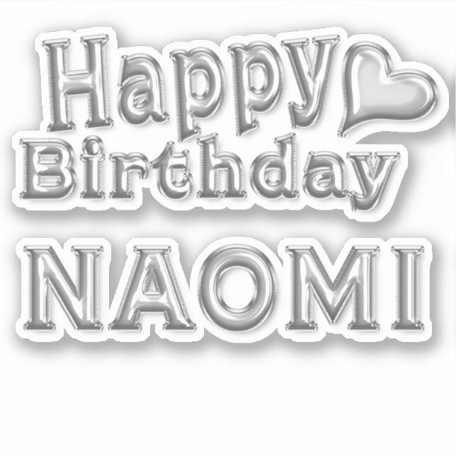 Naomi Happy Birthday silver sticker (Front)