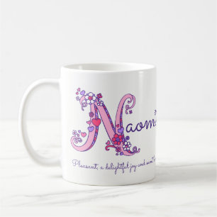 Naomi name meaning heart flower N monogram mug