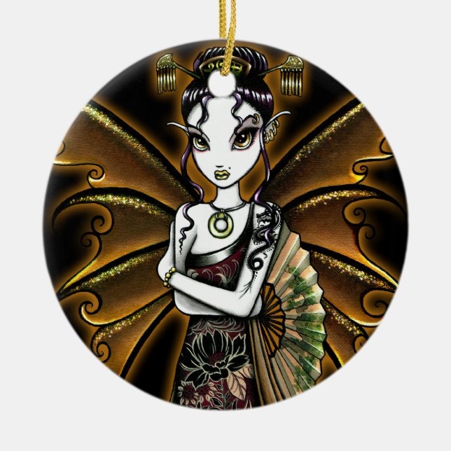 "Naomi" Oriental Fan Fairy Ornament (Front)