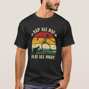 Nap All Day, Play All Night Fun Cat Witch Hallowee T-Shirt