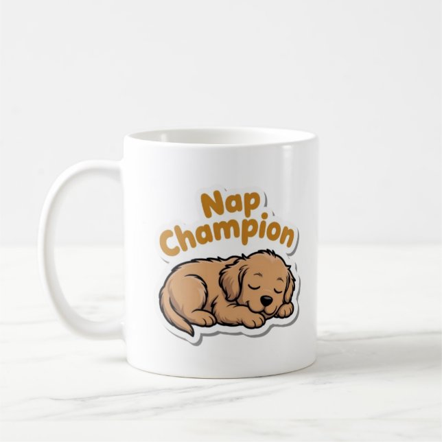 Nap Champion Cute Golden Retriever Puppy Coffee Mu Mug (Left)